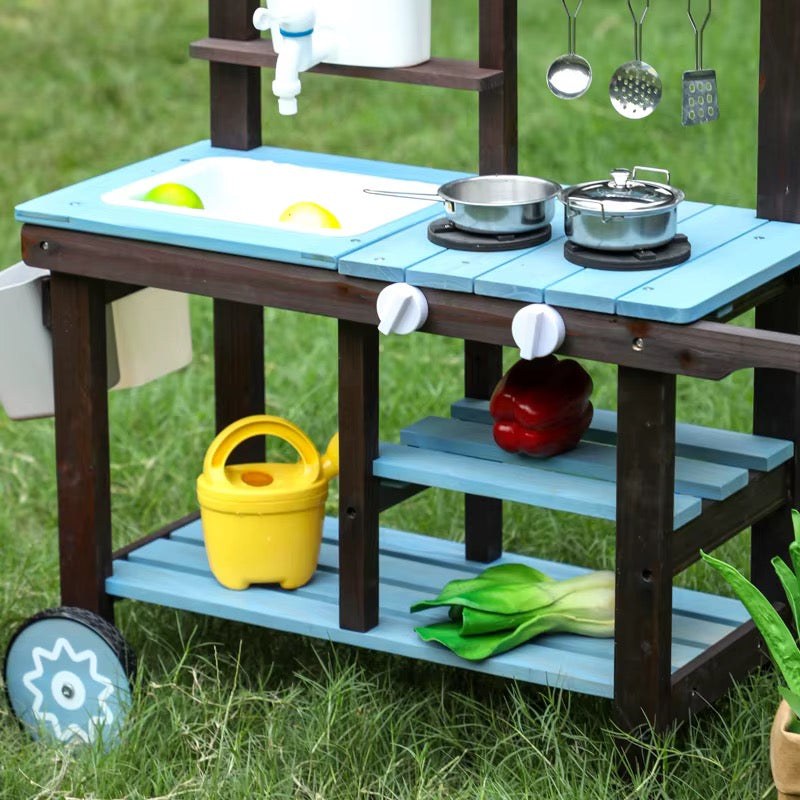 🌿👩‍🍳 مطبخ الحديقة الخشبي للأطفال – Outdoor Mud Kitchen