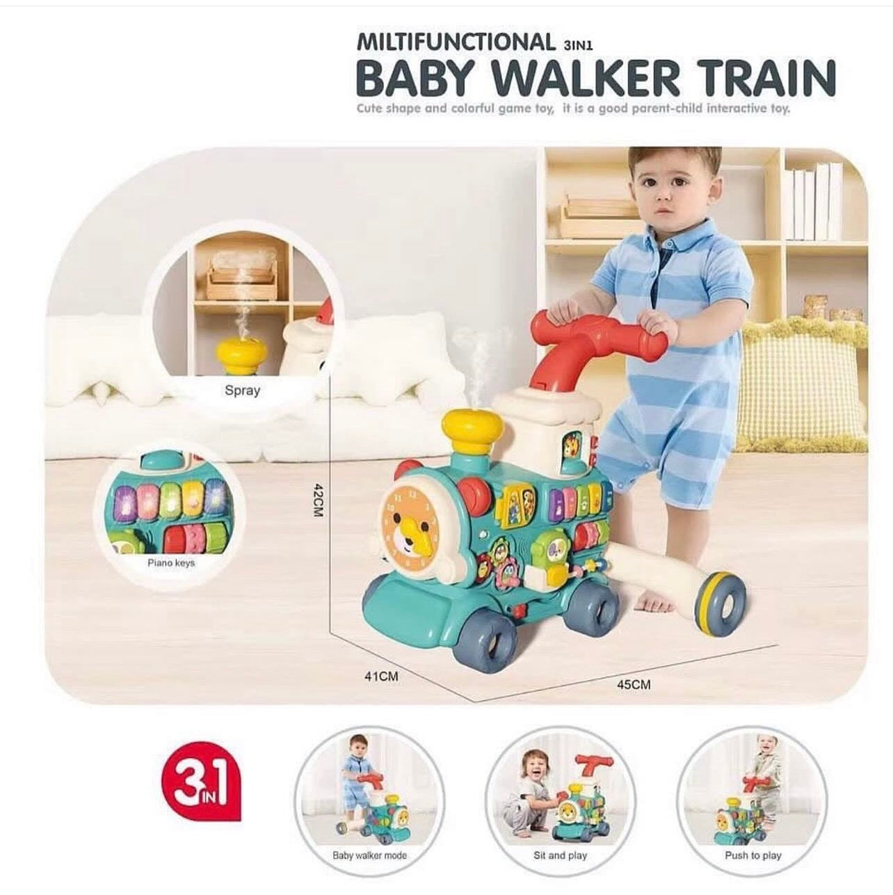 قطار المشاية التعليمي 3 في 1 (Baby Walker Train)