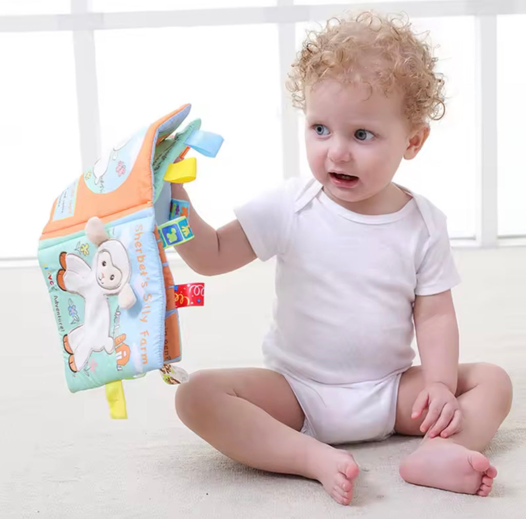 كتاب قماشي حسي تفاعلي للرضع (Soft Sensory Cloth Book)
