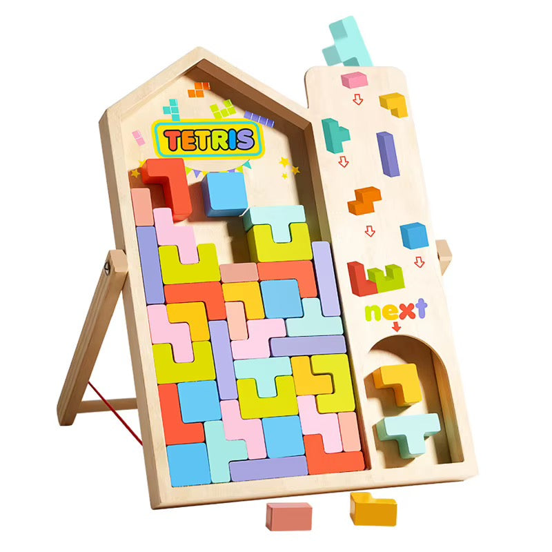 🧩🏠 بازل تتريس الخشبي ثلاثي الأبعاد