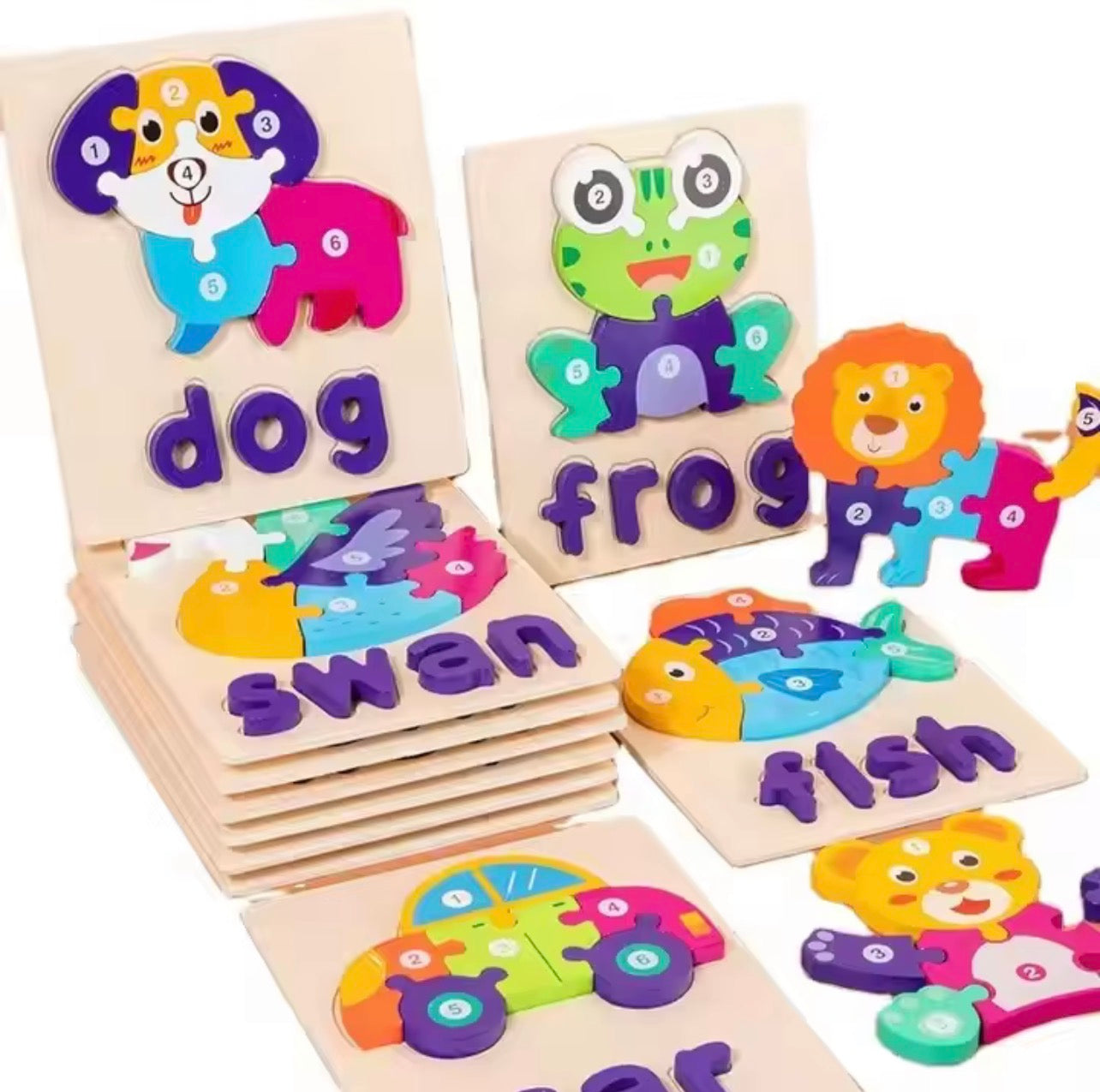 بارل الحيوانات التعليمية الخشبي – Puzzle Fun Set