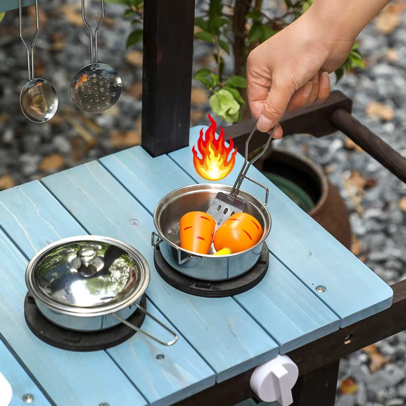 🌿👩‍🍳 مطبخ الحديقة الخشبي للأطفال – Outdoor Mud Kitchen