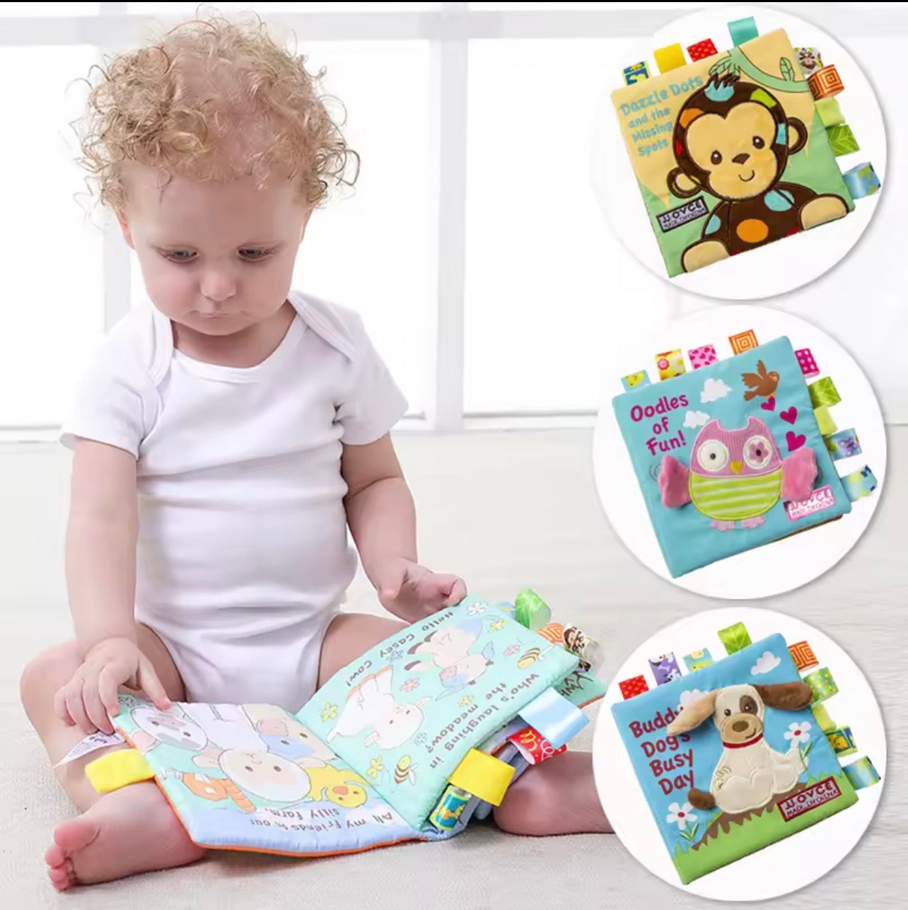 كتاب قماشي حسي تفاعلي للرضع (Soft Sensory Cloth Book)
