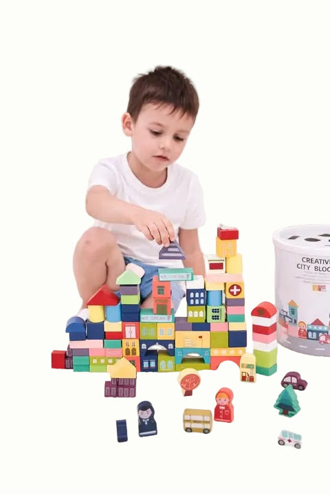 wooden city building blocks