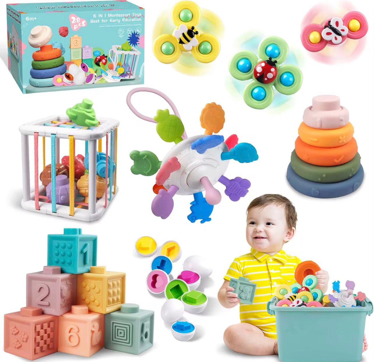 مجموعة "مونتيسوري" الشاملة: 28 قطعة من الاستكشاف والذكاء 🧠🌈